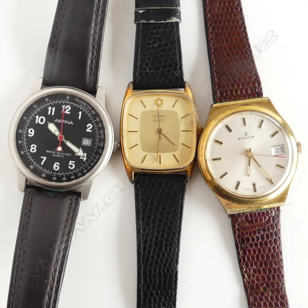 3 WRIST WATCHES; EDOX, ASTINA, TIMEX Image 1++