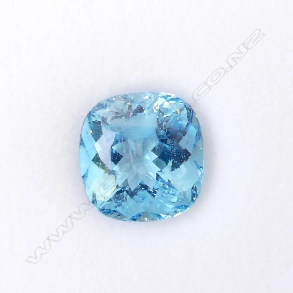 NATURAL BLUE 25.21ct TOPAZ, CUSHION CUT. AIG REPORT Image 1++