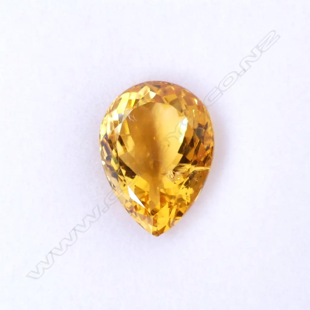 NATURAL CITRINE, PEAR FACETED CUT, 17.43ct. AIG REPORT Image 1++