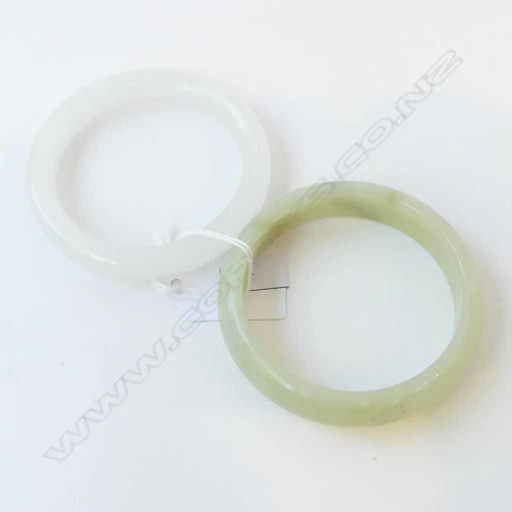 2 JADE? BANGLES 60mm int. dia. Image 1++