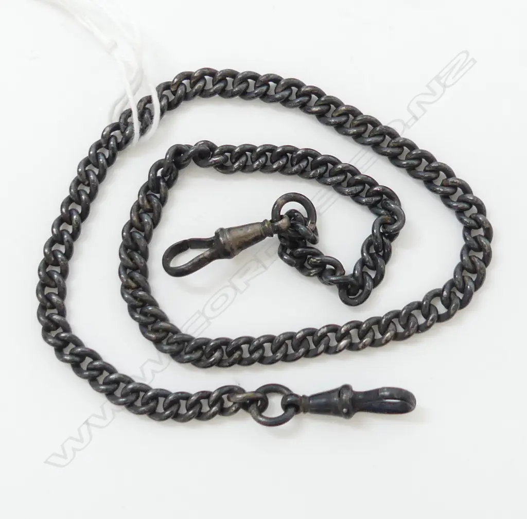 SILVER CURB LINK ALBERT CHAIN L.390mm Chester hallmark needs polishing Image 1++