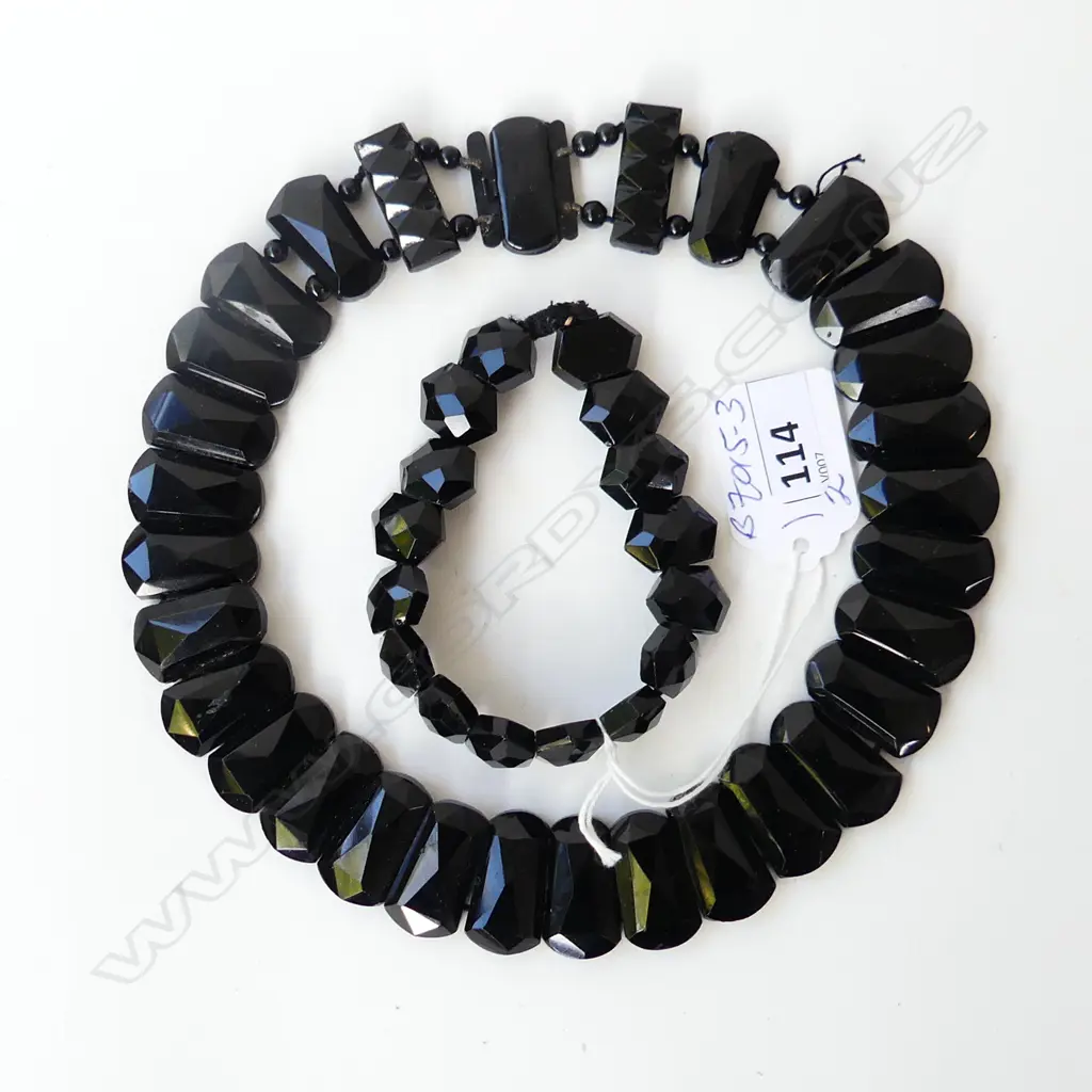 VINTAGE FRENCH JET CHOKER NECKLACE & BRACELET Image 1++