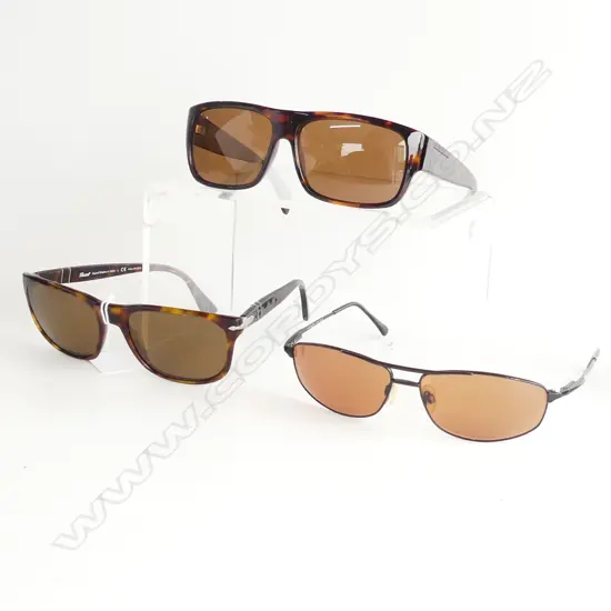 3 PRS SUNGLASSES; 2 SERENGETI + PERSOL - ALL w. WEAR