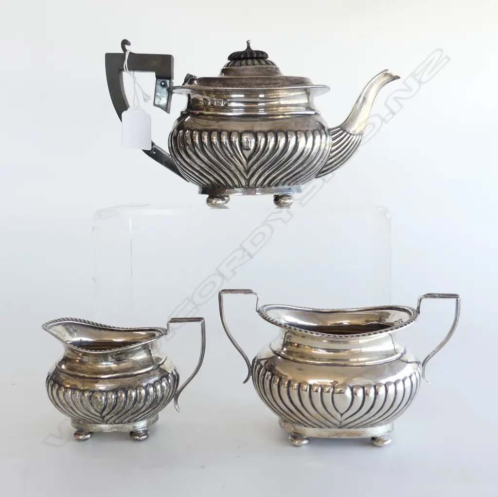 3 PCE STG SILVER TEA SET, B'HAM 1913 Image 1++