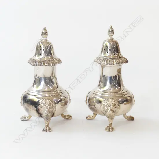 5 PCES STG SILVER; PR SALTS, PR CONDIMENTS, MUSTARD B'HAM 1949/50 493gm