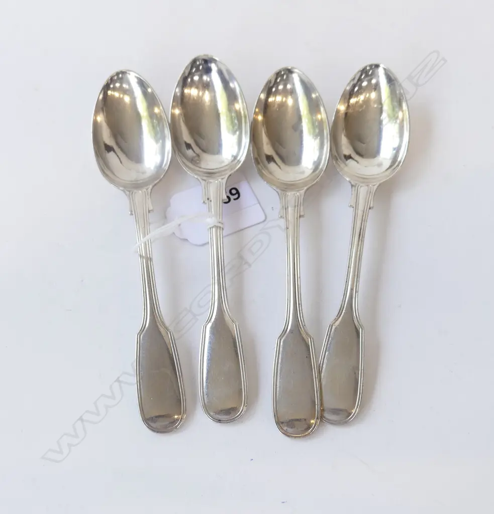 4 VICTORIAN STG SILVER TEA SPOONS 129gm Image 1++