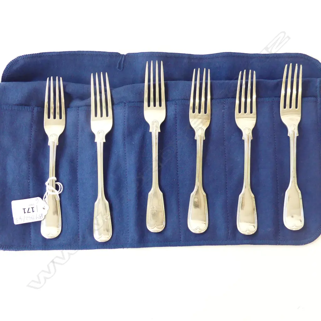 6 HALLMARKED STG SILVER FORKS, ASST. DATES L.170mm 337gm Image 1++
