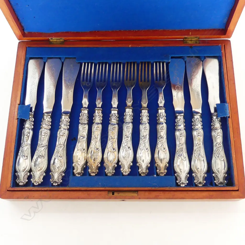 CASED SET S/SILVER HANDLED FISH SET Image 1++