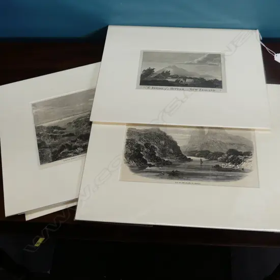 7 ASST. EARLY NZ ETCHINGS; MAORI ETC 115x215mm