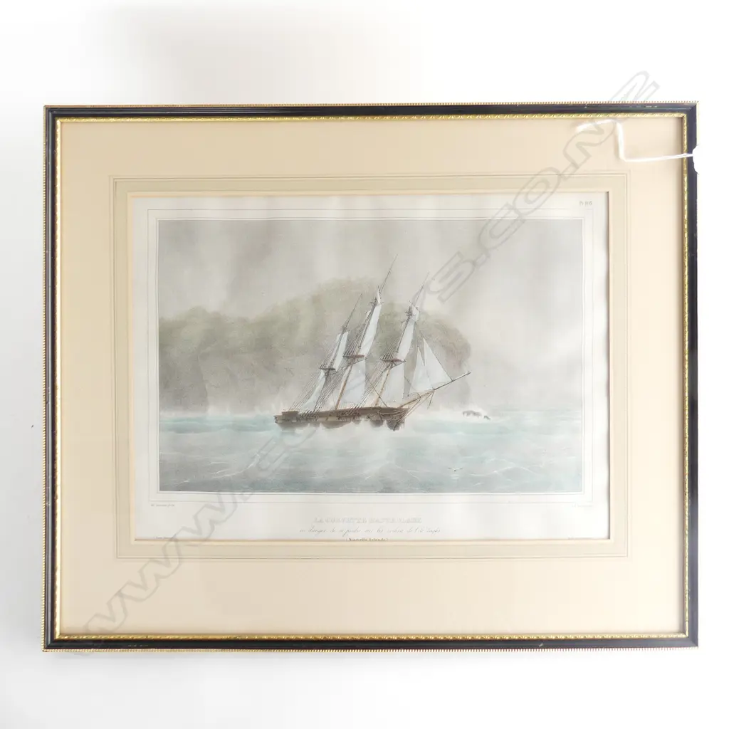 De Sainson - La Corvette L'Astrolabe   De Sainson   La Corvette L’Astrolabe. Hand coloured lithograph 290 x 390 Image 1++