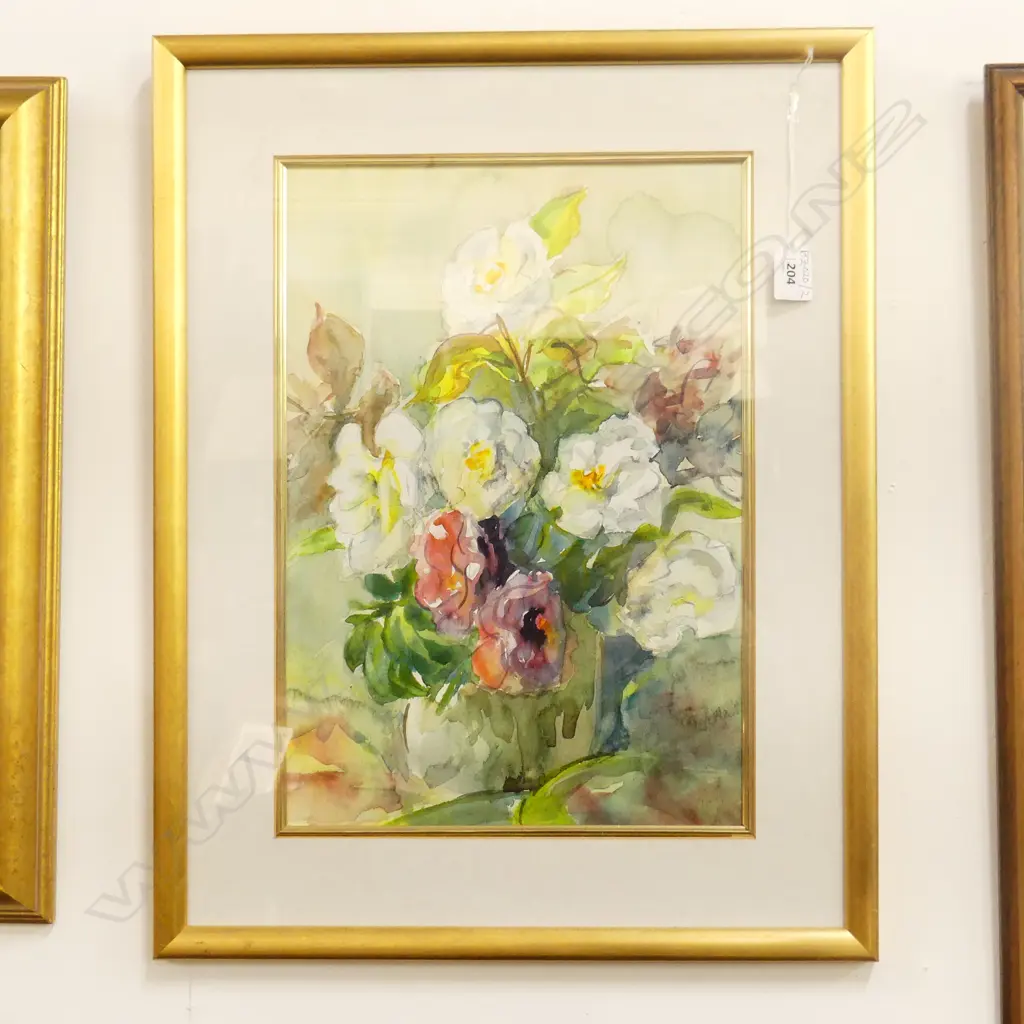 ARTIST UNKNOWN, FLORAL STILL LIFE WC, 385x265mm Image 1++