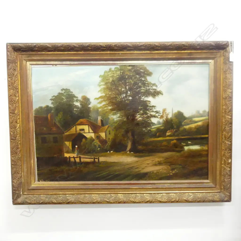 W. HAINES, ENGLISH VILLAGE SCENE, OIL ON CANVAS 495x740mm Image 1++