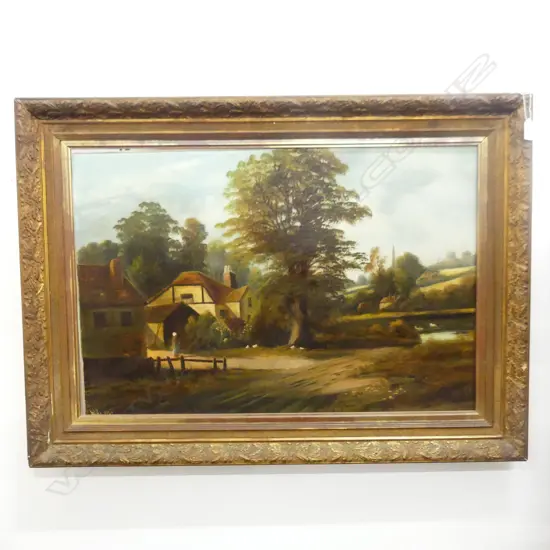 W. HAINES, ENGLISH VILLAGE SCENE, OIL ON CANVAS 495x740mm
