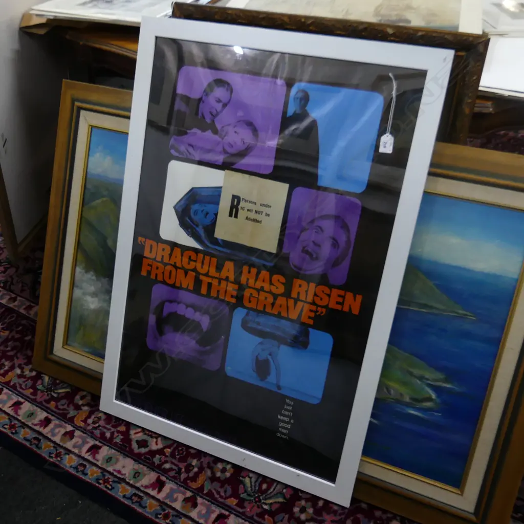 FRAMED MOVIE POSTER '"DRACULA HAS RISEN FROM THE GRAVE', 900 x 600mm Image 1++