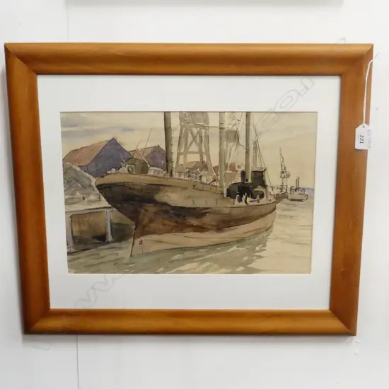 GEOFF FAIRBURN, SHIP AT WHARF, WC 250x370mm