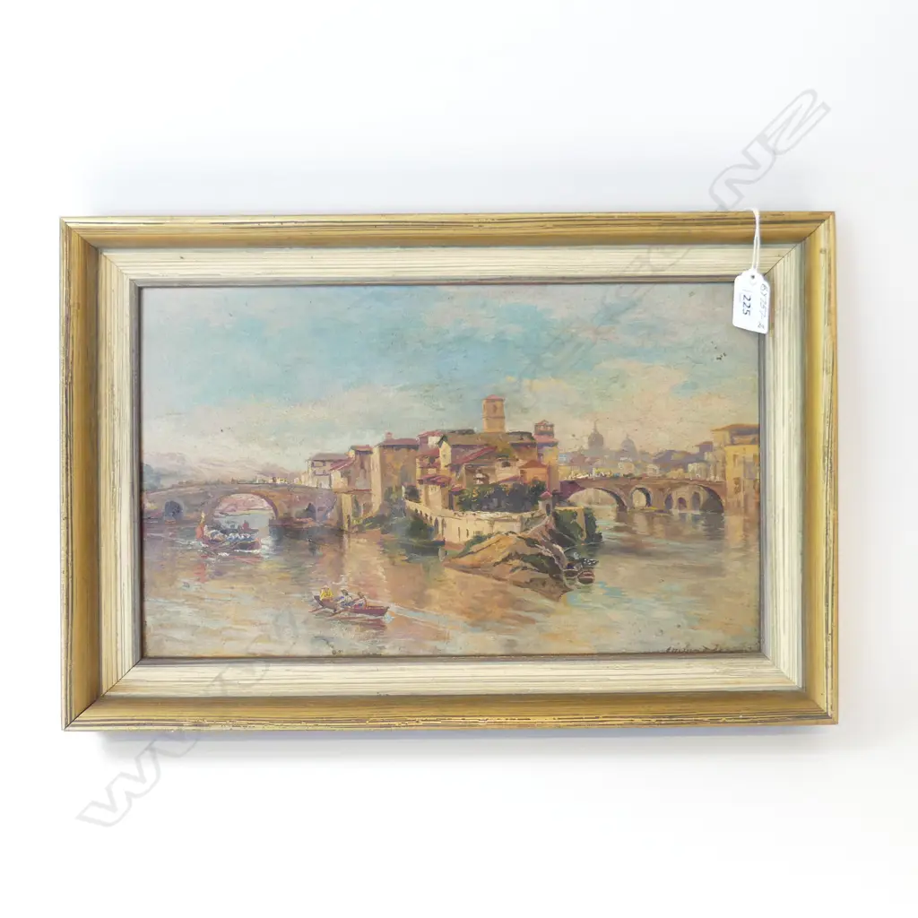 VINTAGE OIL PAINTING OF VENICE by MADDEN, 200 x 370mm Image 1++