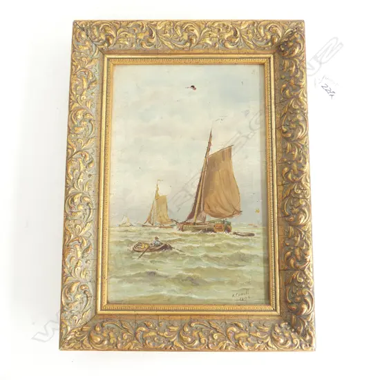 K. CAVILL, SAILBOATS, OIL ON CANVAS 1894 290x190mm