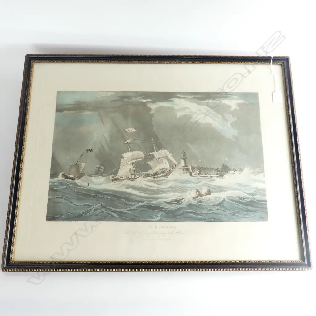 18th/19thC AQUATINT ENGRAVING 'VIEW OF RAMSGATE' painted by W.J. Huggins (The King's painter) engraved by Duncan.365x565 Image 1++