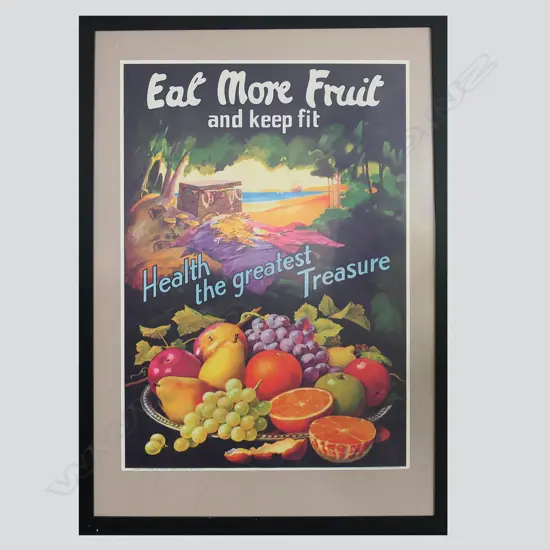 AUTHENTIC VINTAGE LITHOGRAPHIC POSTER EAT MORE FRUIT MINT CONDITION 599 BY 700MM