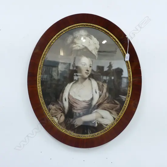 LG 18thC STYLE PORTRAIT PRINT IN OVAL FRAME 670x570mm
