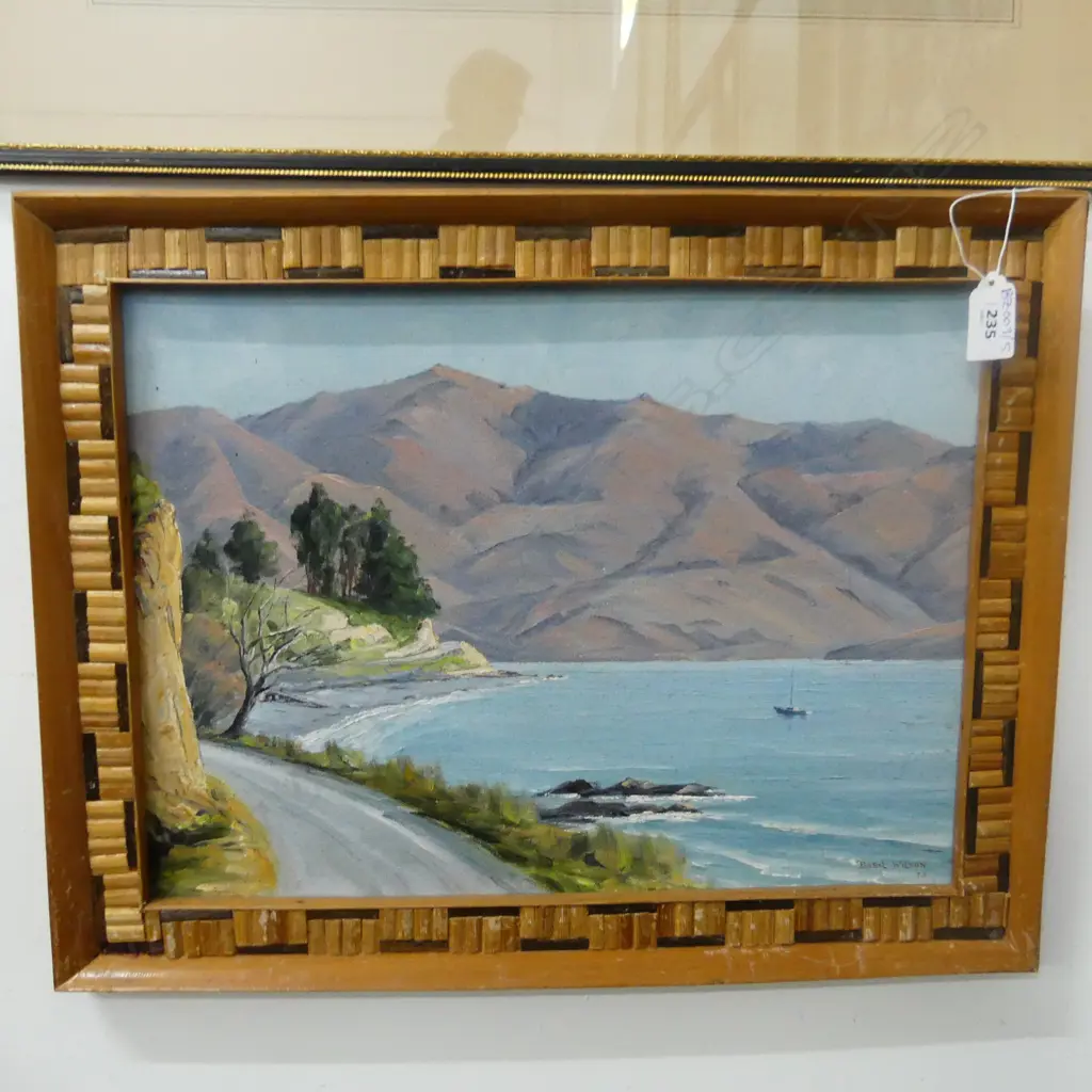 BASIL WILSON 'AKAROA FROM BEACH ROAD' OIL ON BOARD '73 280x375mm Image 1++