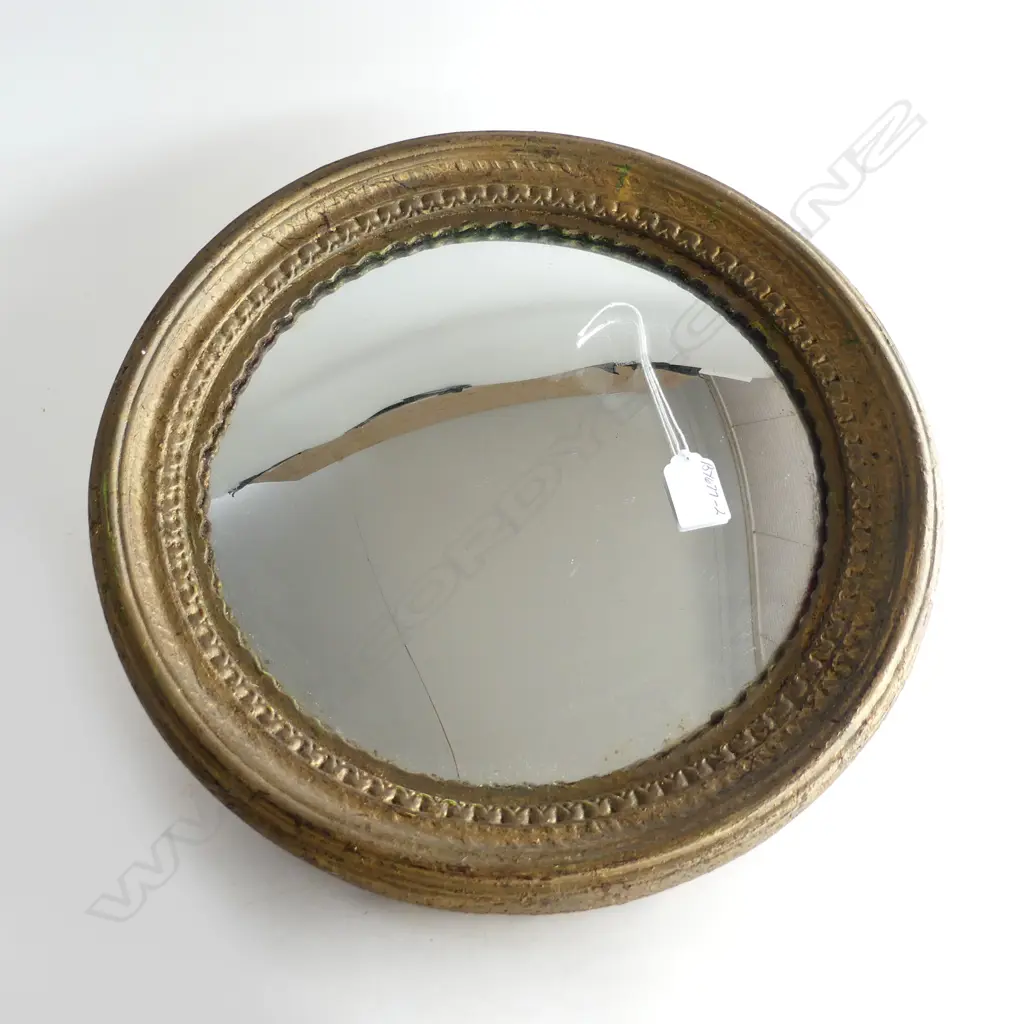 VINTAGE ROUND MIRROR, GOLD PAINTED PLASTER, D.380mm Image 1++
