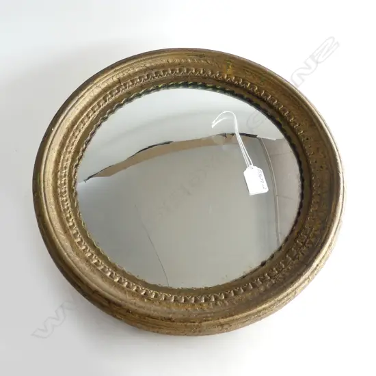 VINTAGE ROUND MIRROR, GOLD PAINTED PLASTER, D.380mm