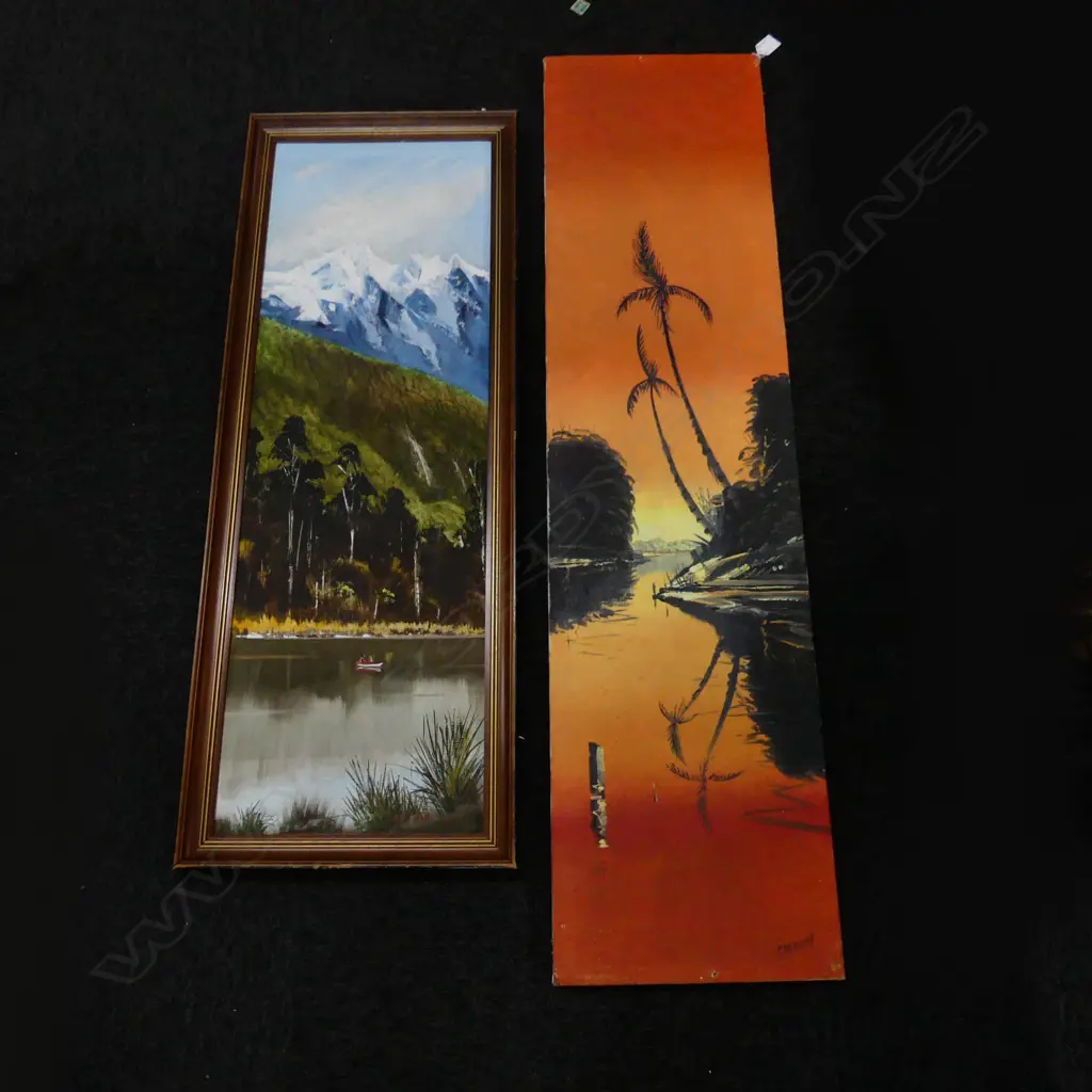 2 OIL ON BOARD LANDSCAPES; C.PICKWORTH 1195x300mm, M. FINNERTY 'LAKE MATHESON' 900x280mm Image 1++