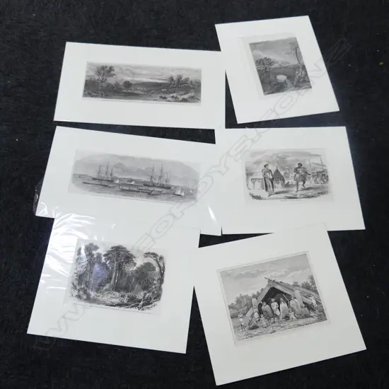 6 ASST. EARLY NZ ETCHINGS; MAORI ETC130x355mm
