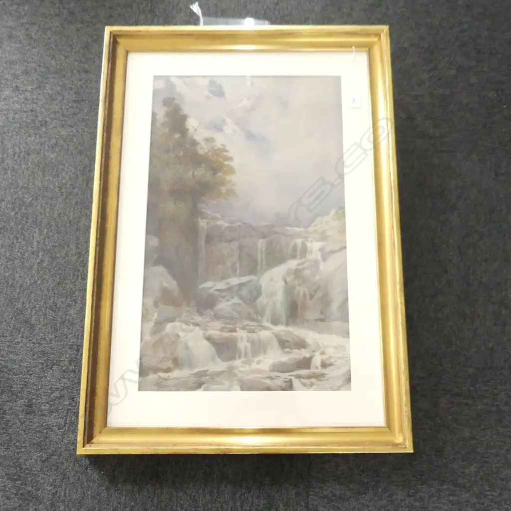 CHARLES NATHANIEL WORSLEY (1862-1923) WATERFALL WC, 710x435mm Image 1++