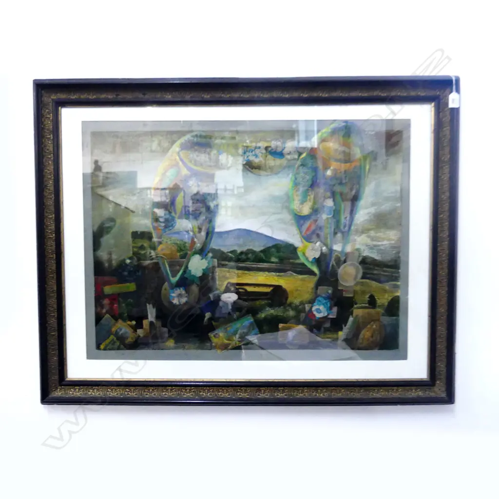 NICHOLAS FREDMAN, UNTITLED GOUACHE, OILS & COLLAGE ON PAPER, 615x835mm - DAMAGE TO FRAME Image 1++