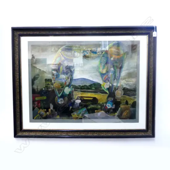 NICHOLAS FREDMAN, UNTITLED GOUACHE, OILS & COLLAGE ON PAPER, 615x835mm - DAMAGE TO FRAME