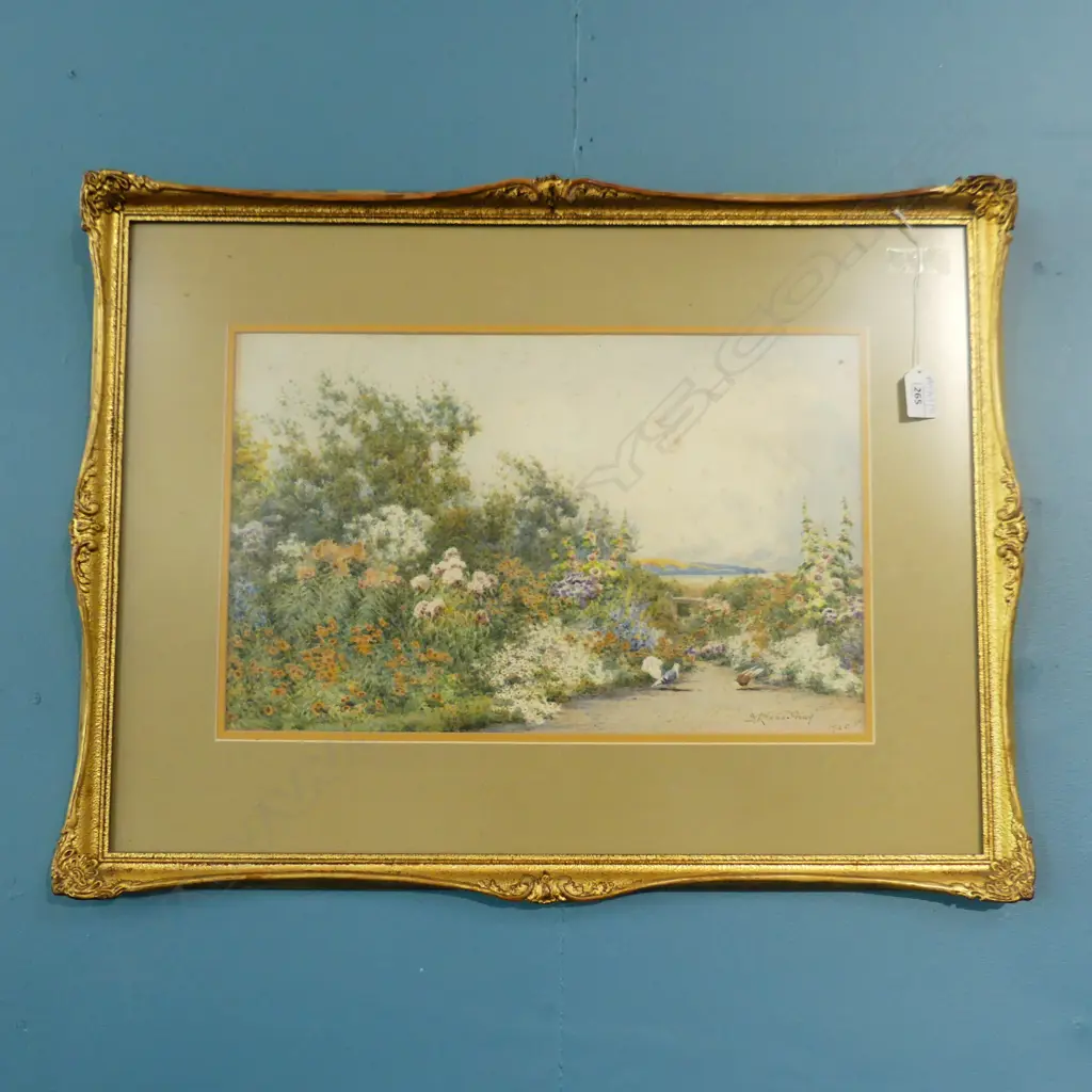 JOHN LYNAS GRAY (1869-1937) A COTTAGE GARDEN, WC 1925 275x435mm Image 1++