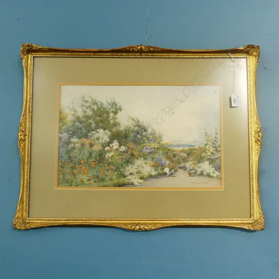 JOHN LYNAS GRAY (1869-1937) A COTTAGE GARDEN, WC 1925 275x435mm