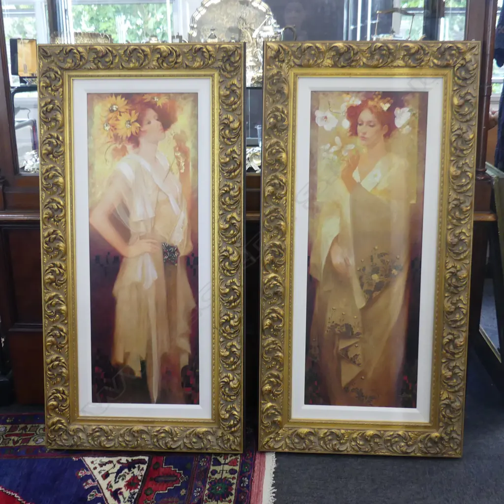 PR FELIX MAS HAND FINISHED GICLEE PRINTS; 'SUMMER' & 'SPRING' 1025x370mm Image 1++