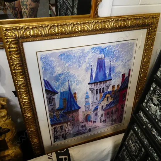 ANATOLE KRASNYANSKY 'STREET OF OLD PRAGUE' SERIOLITHOGRAPH 770x635mm