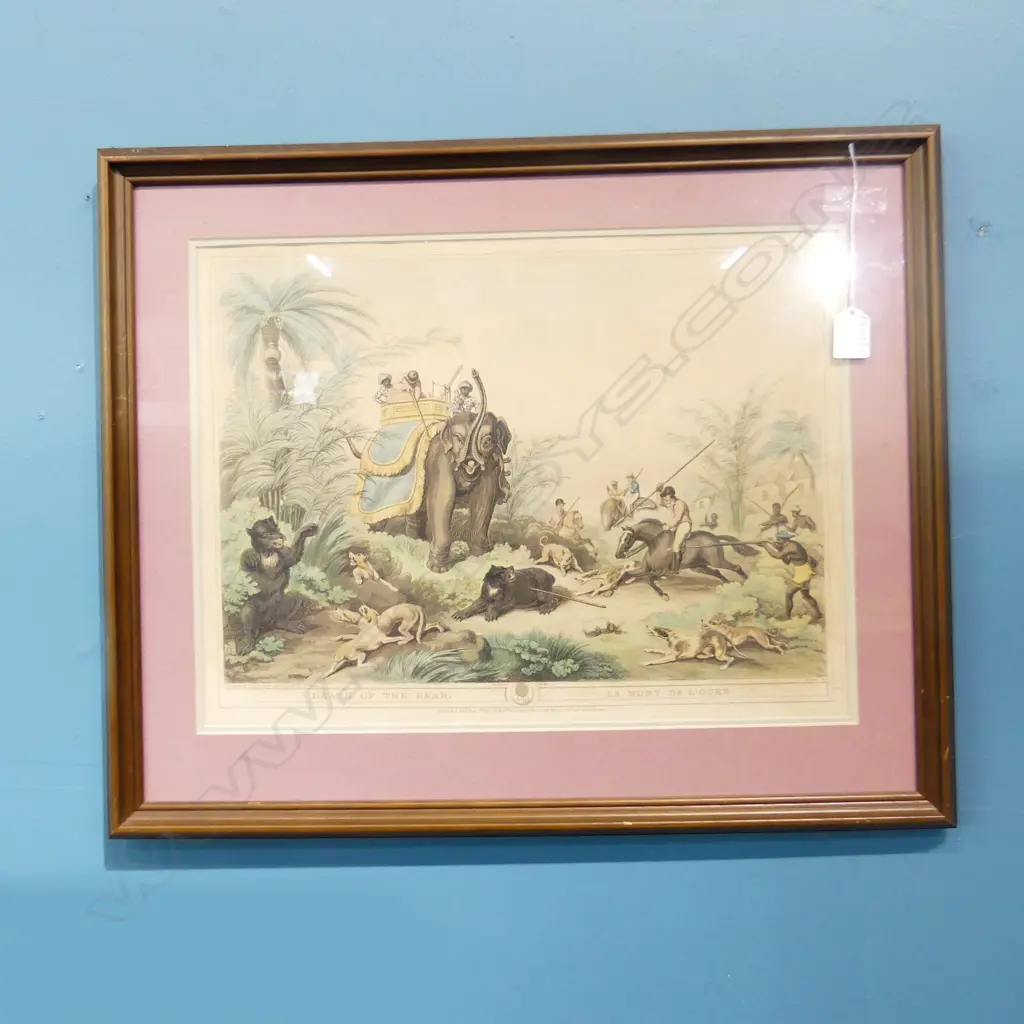 19thC CHROMOLITHOGRAPH 'DEATH OF THE BEAR' AFTER WILLIAMSON 345x465mm Image 1++