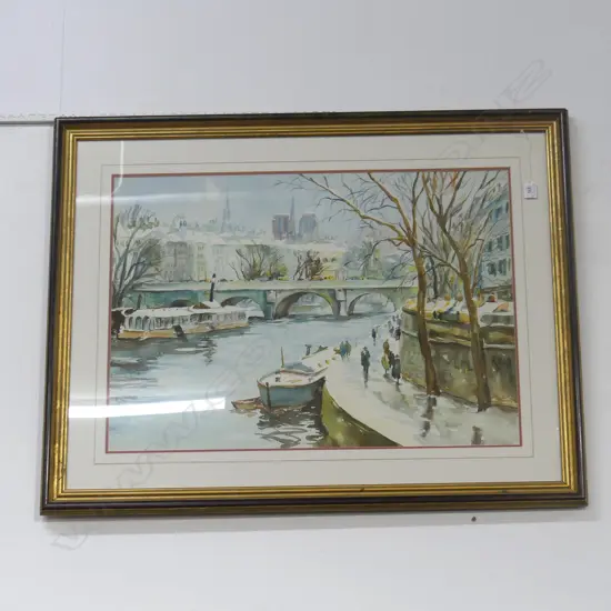 E. C. PORTER, EUROPEAN CITY RIVER SCENE, WC 540x755mm