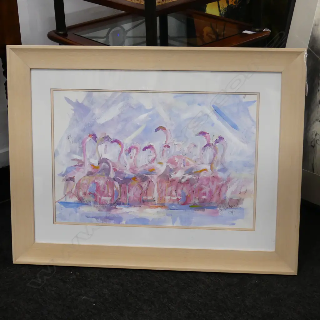 LG SIGNED FLAMINGOS WC '91 380x570mm Image 1++