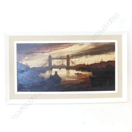 EDWARD ELLIOTT, LONDON BRIDGE, OIL ON BOARD 295x600mm