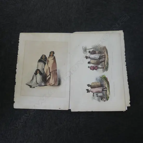 3 EARLY NZ CHROMOLITHOGRAPHS; MAORI GROUPS 365x290mm