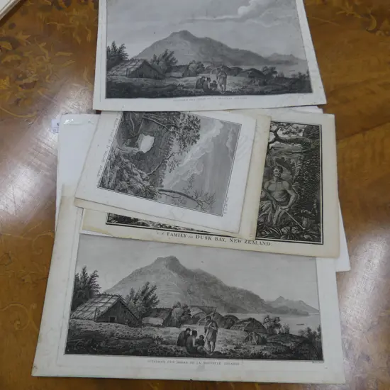 6 ASST. ANTIQUE NZ ETCHINGS; MAORI ETC
