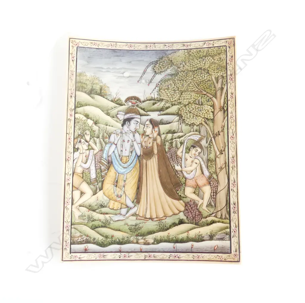 (P9A) Indian miniature painting on bone. H 140 x 110 mm Image 1++