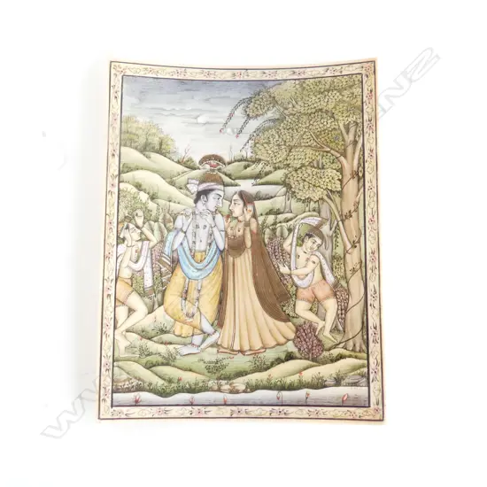 (P9A) Indian miniature painting on bone. H 140 x 110 mm