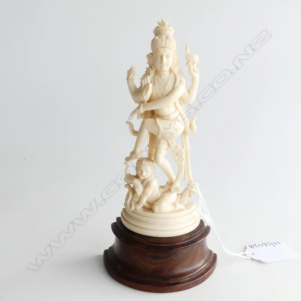 INDIAN  IVORY CARVING DEITY & CHILD H160MM Image 1++