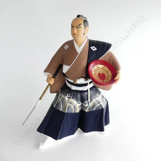 (P 25) SAMURI HAKATA SAKAZUKI, Japanese painted ceramic doll . H 380mm. Mark on base