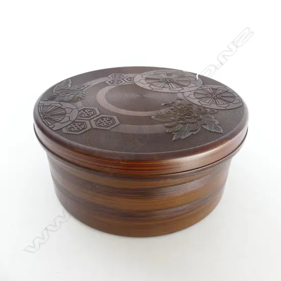 JAPANESE BROWN PLASTIC FOOD BOX 315mm dia
