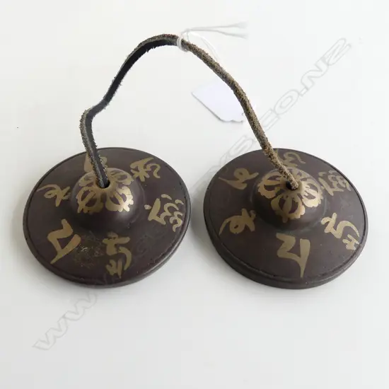 PR HEAVY METAL TIBETAN TINGSHAS with auspicious symbols. Used as musical instrument or ornament 