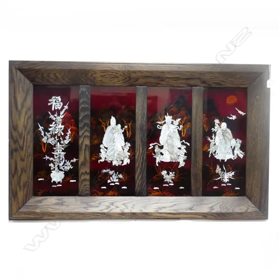 4 ORIENTAL MoP PANELS 470x190mm IN LG FRAME 670x1115mm