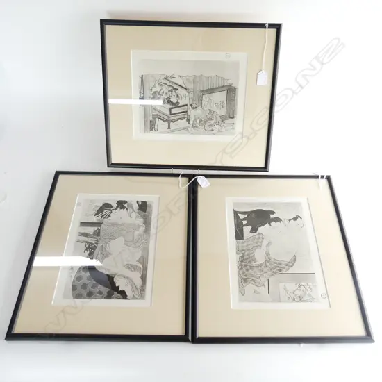 SET OF 3 JAPANESE EROTIC PRINTS 215x295mm